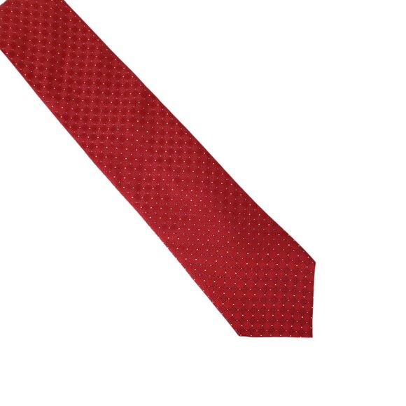 Canali Red Silk Tie Dot Jacquard Checkerboard Squares Made in Italy Luxury - Picture 1 of 8